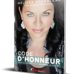 Mockup livre CODE d'honneur Mélissa Pomerleau Préface de Chsritian Marc-gendron